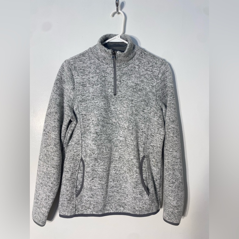 Woman’s Gray and white Quarter-Zip Sweater